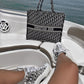 Black Dior Book Tote Oblique Embroidery With OG Box &amp; Dust Bag & Scarf - LABLEWHORE.COM