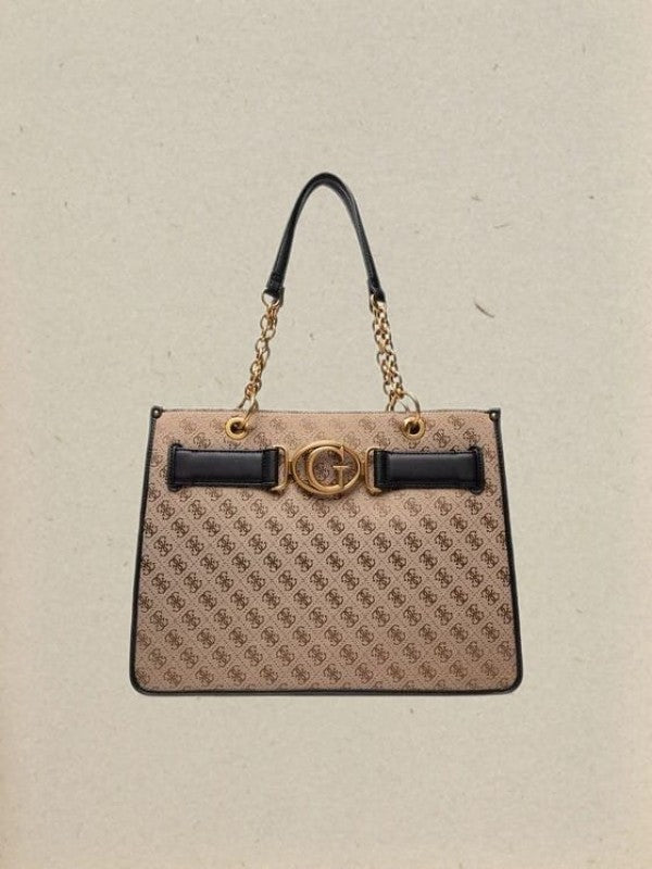 GUESS Aviana Tote Latte Black Handbags With Dust Bag - LABLEWHORE.COM