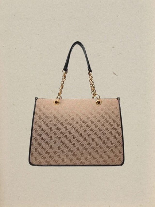 GUESS Aviana Tote Latte Black Handbags With Dust Bag - LABLEWHORE.COM