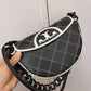 Tory Burch Fleming Soft Patent Border Crescent Premium Bag With OG Box & Dust Bag