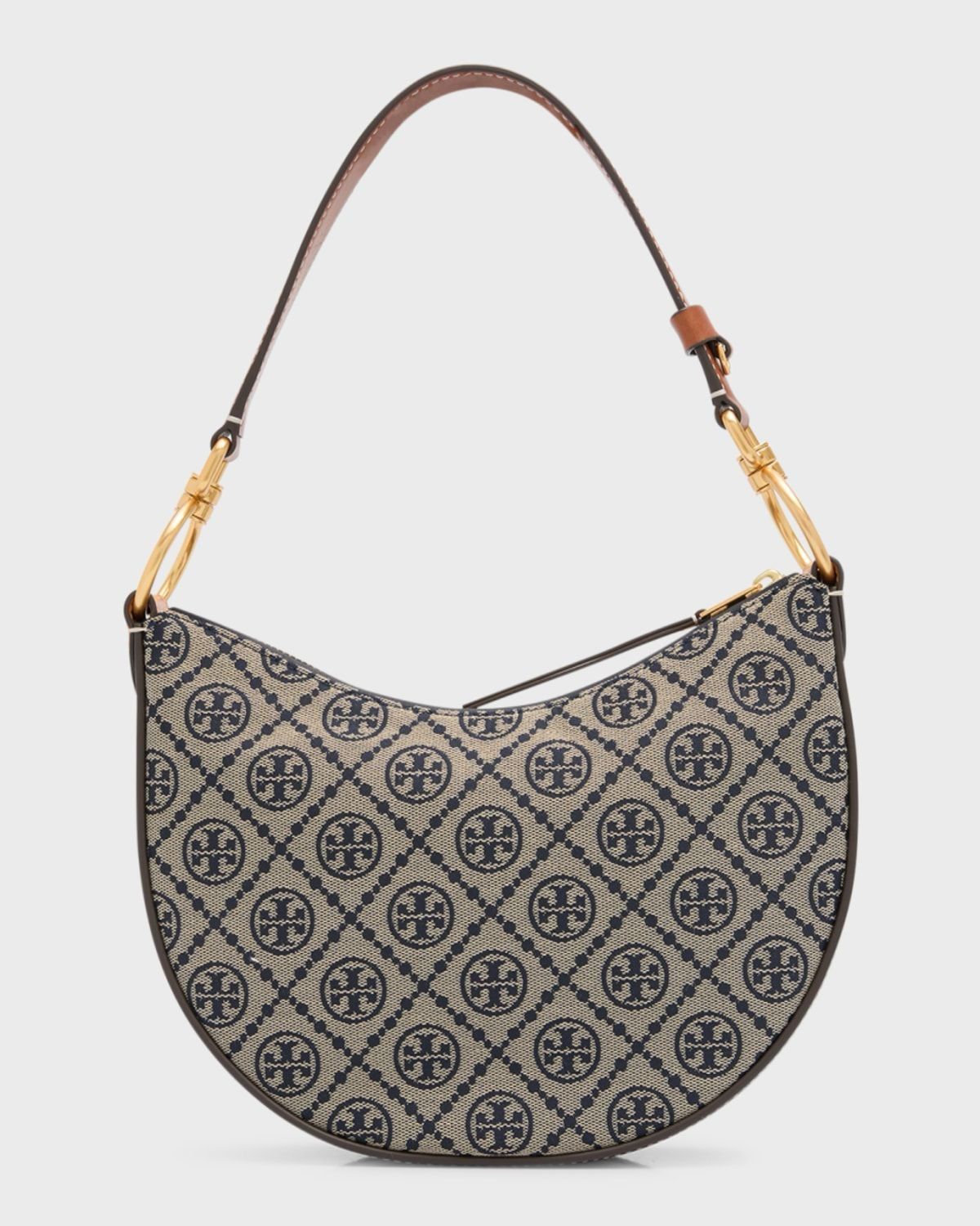 TORY BURCH T MONOGRAM JACQUARD CRESCENT BAGS