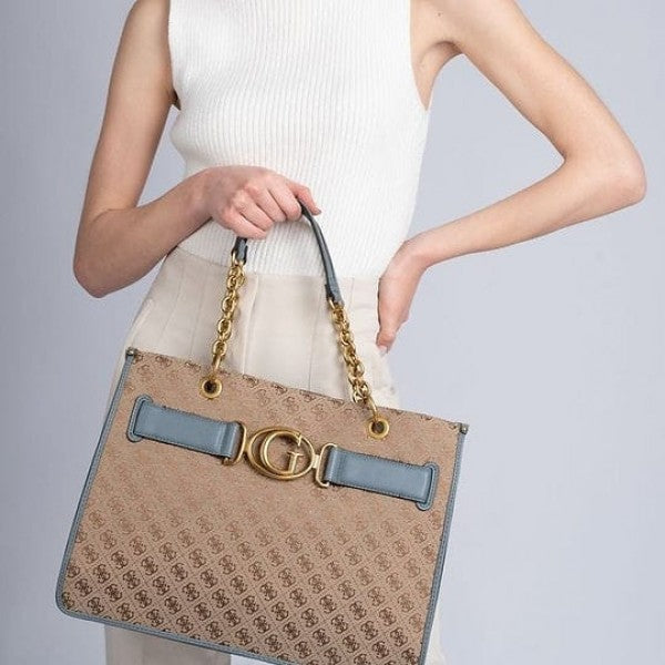 GUESS Aviana Tote Latte Black Handbags With Dust Bag