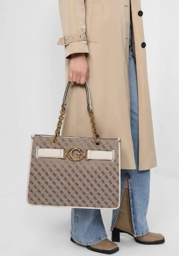 GUESS Aviana Tote Latte Black Handbags With Dust Bag