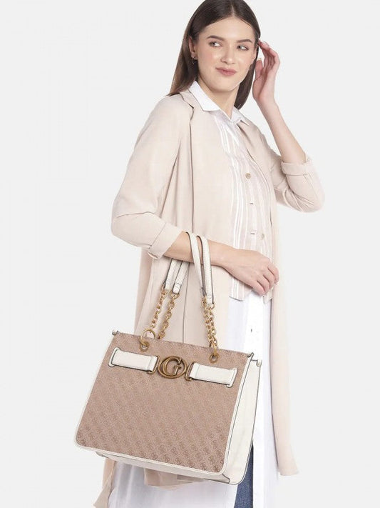 GUESS Aviana Tote Latte Black Handbags With Dust Bag