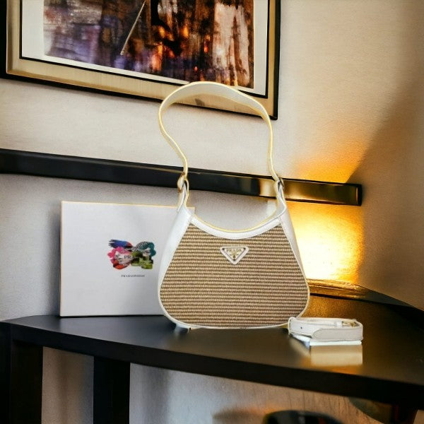 Prada Jute Shoulder Bag With OG Box & Dust Bag