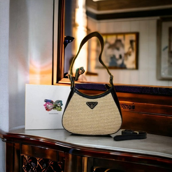 Prada Jute Shoulder Bag With OG Box & Dust Bag