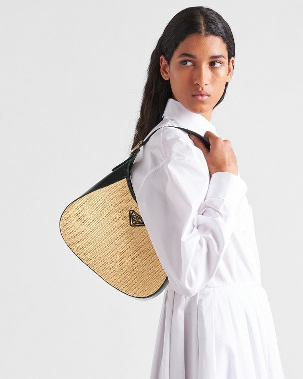 Prada Jute Shoulder Bag With OG Box & Dust Bag