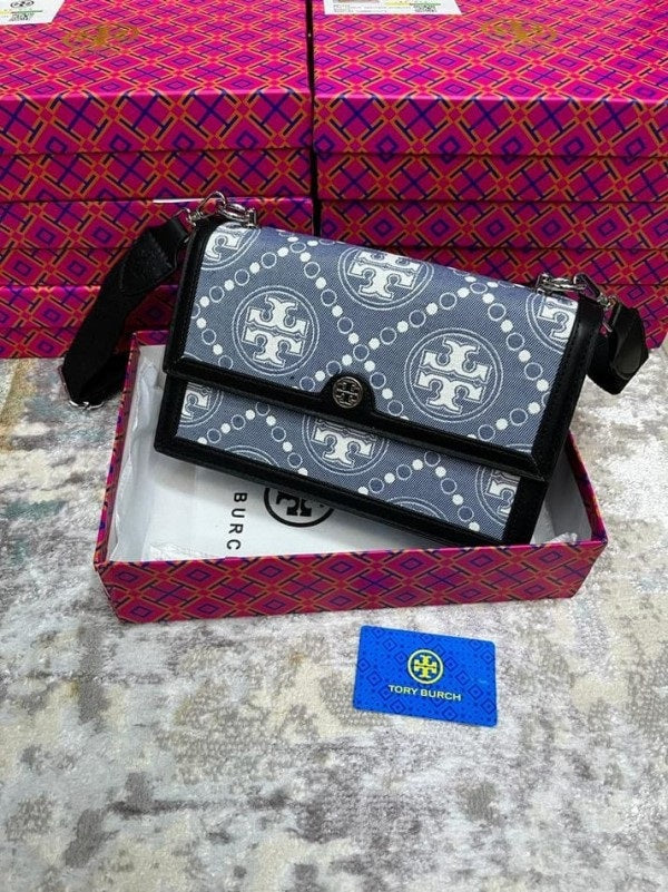 Tory Burch T Monogram Shoulder Bag With Adjustable Strap With OG Box