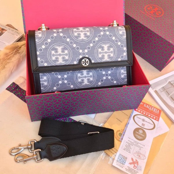 Tory Burch T Monogram Shoulder Bag With Adjustable Strap With OG Box
