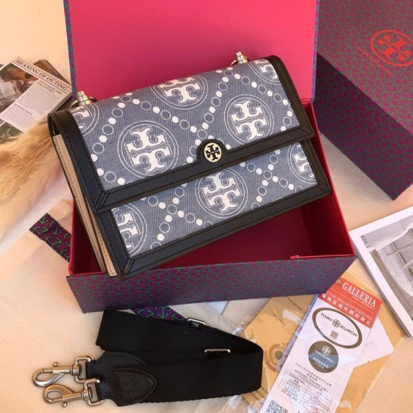 Tory Burch T Monogram Shoulder Bag With Adjustable Strap With OG Box