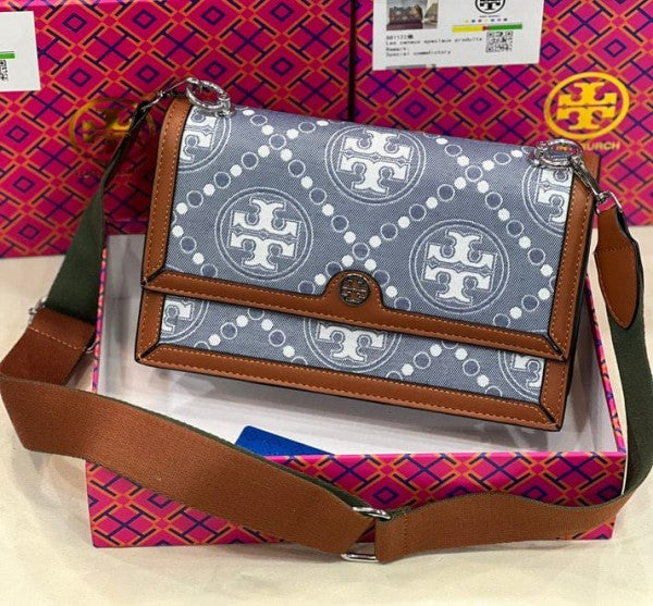 Tory Burch T Monogram Shoulder Bag With Adjustable Strap With OG Box