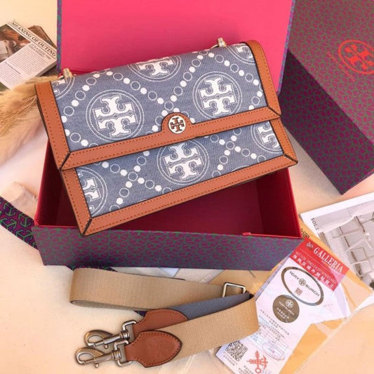 Tory Burch T Monogram Shoulder Bag With Adjustable Strap With OG Box
