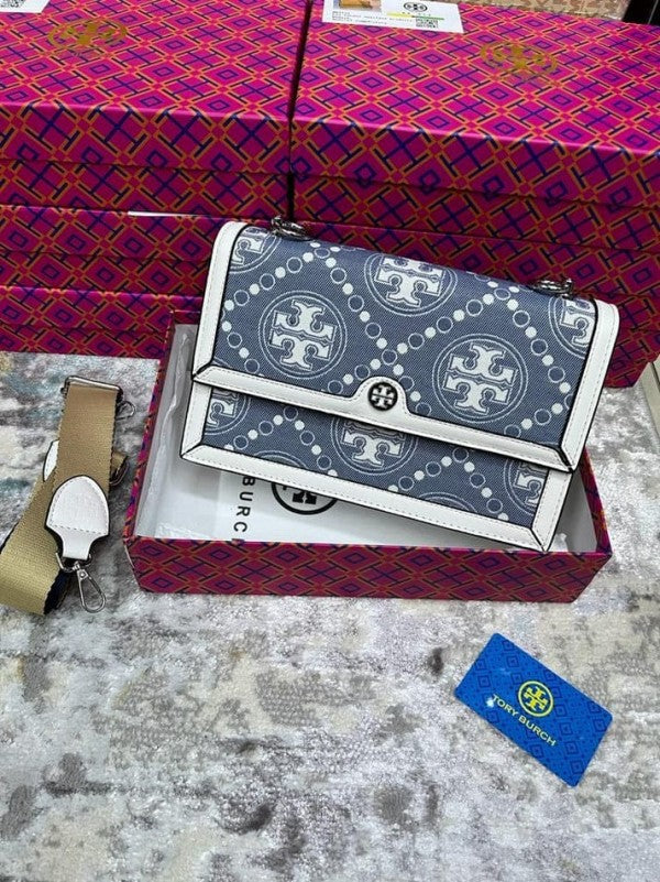 Tory Burch T Monogram Shoulder Bag With Adjustable Strap With OG Box