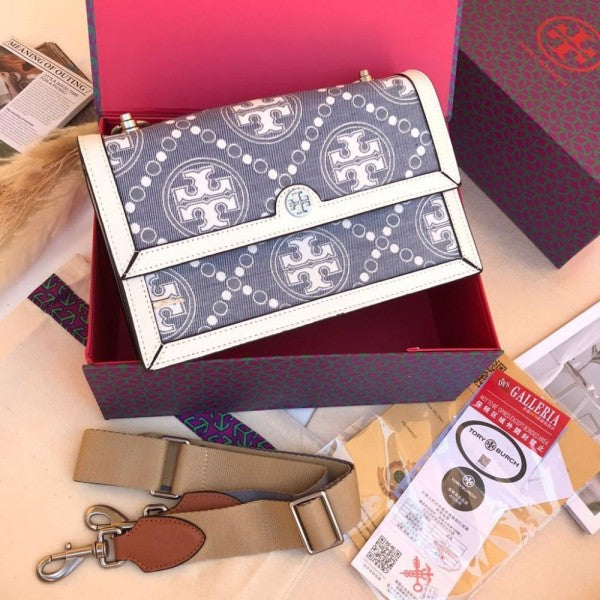 Tory Burch T Monogram Shoulder Bag With Adjustable Strap With OG Box