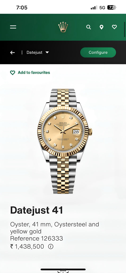 Rolex DateJust Gold Silver with diamond face