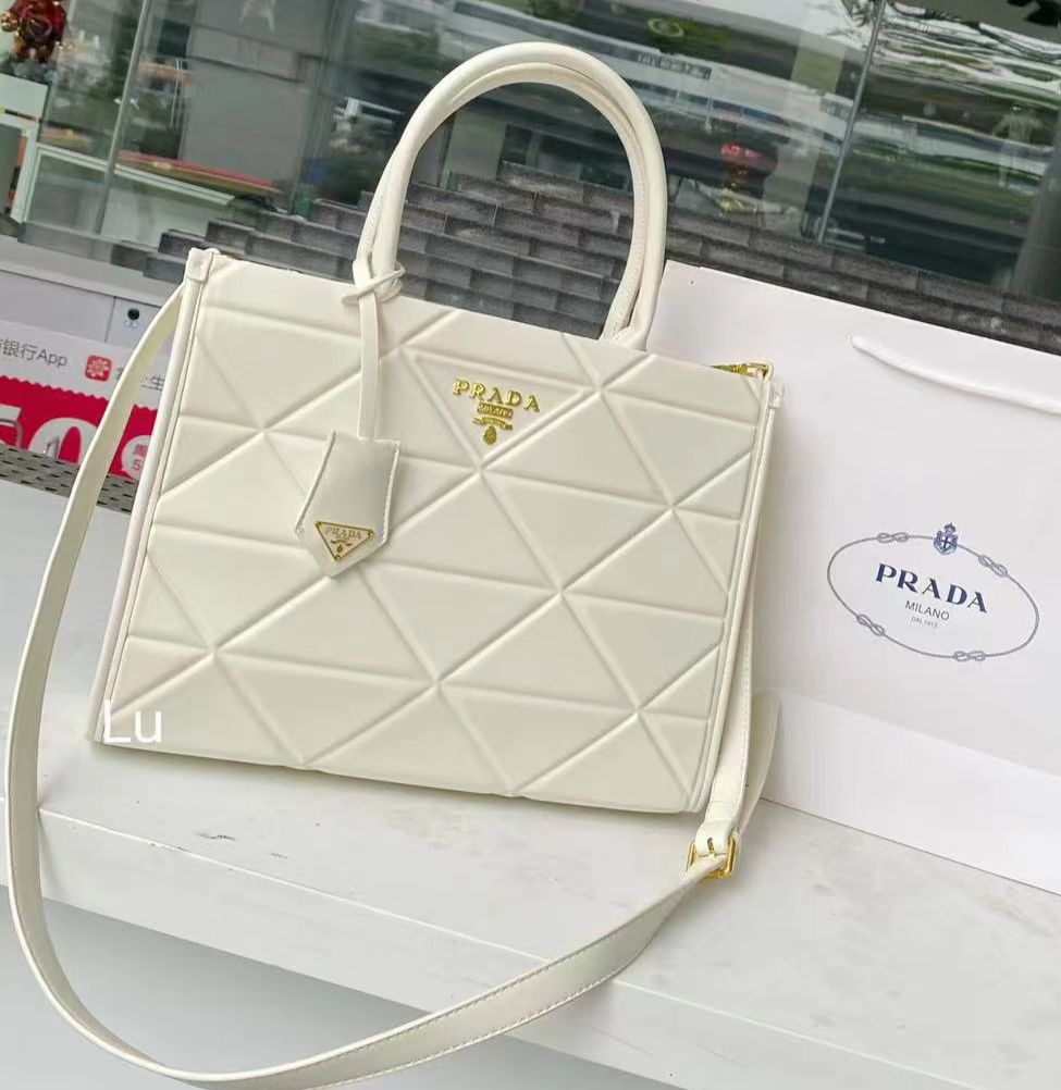 Prada Symbole Quilted Large Tote Bag With OG Box & Dust Bag