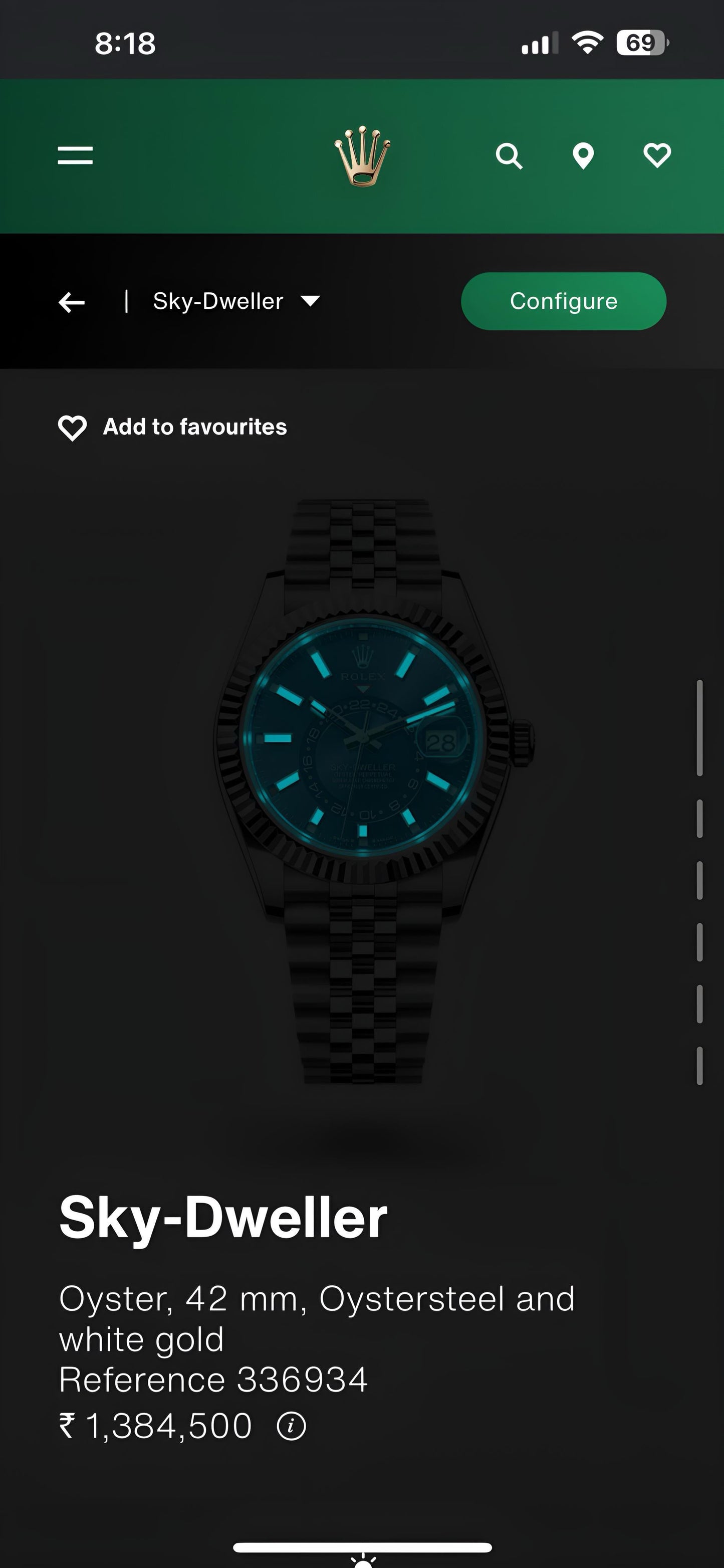 Rolex Sky-Dweller Tiffany Colour Watch
