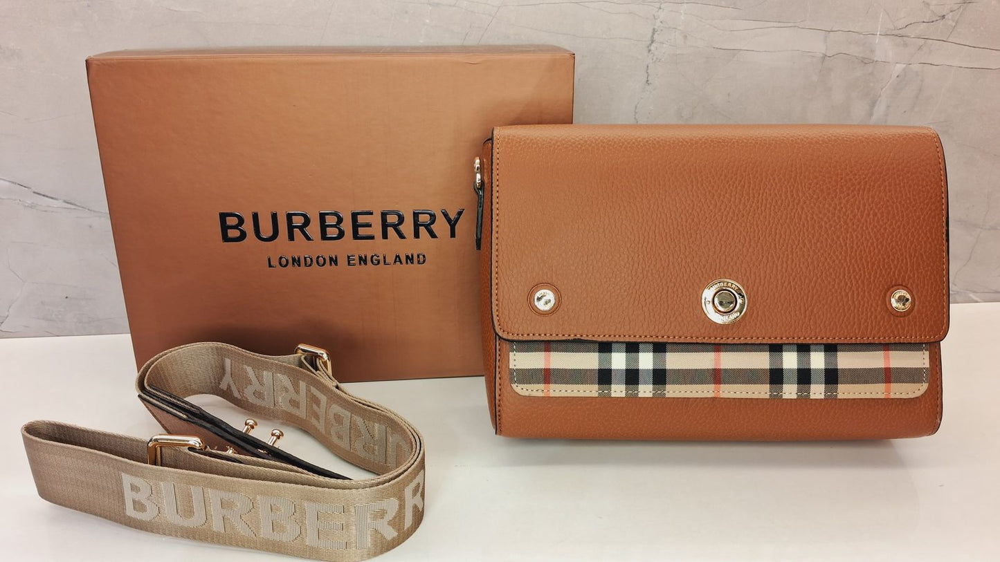 Burberry Vintage Check and Leather Note Crossbody Bag
