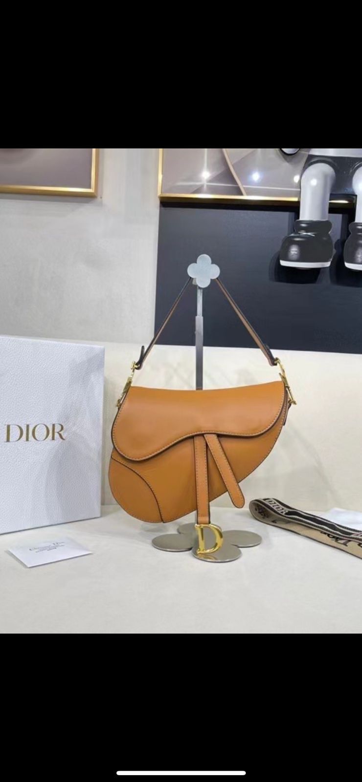 Dior Saddle Premium Leather White With OG Box