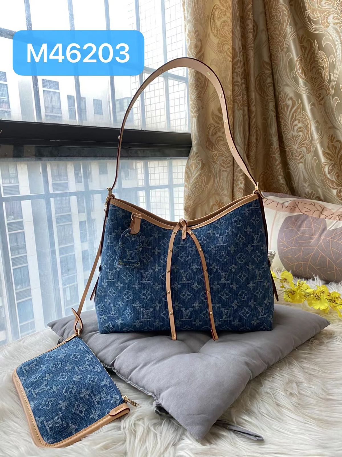 Louis Vuitton Carryall Denim Signature Hobo