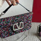 VALENTINO V LOGO BAGUETTE MULTI COLOUR STUDDED HIGH QUALITY  BAG