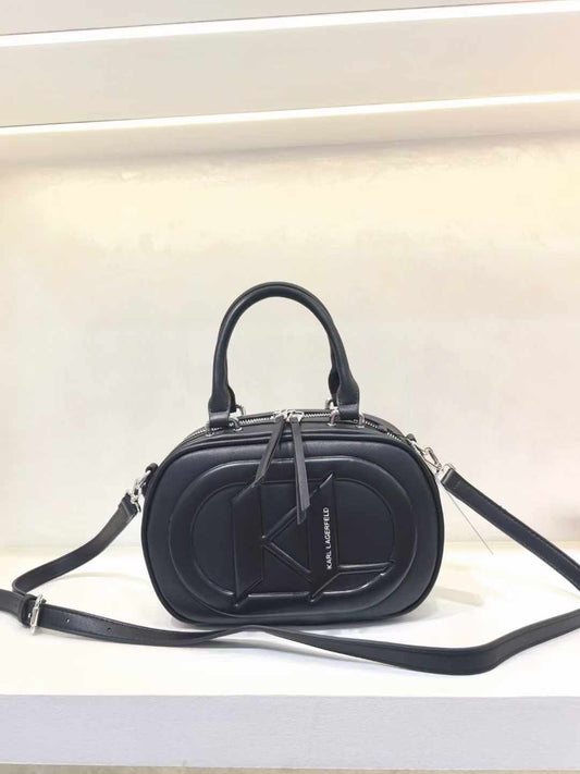KARL LAGERFELD TEXTURED DETAILED TOP HANDLE CROSSBODY BAG