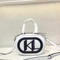 KARL LAGERFELD TEXTURED DETAILED TOP HANDLE CROSSBODY BAG