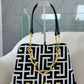BALMAIN CHAIN EMBELLISHED PLAIN LEATHER TOTE BAGS