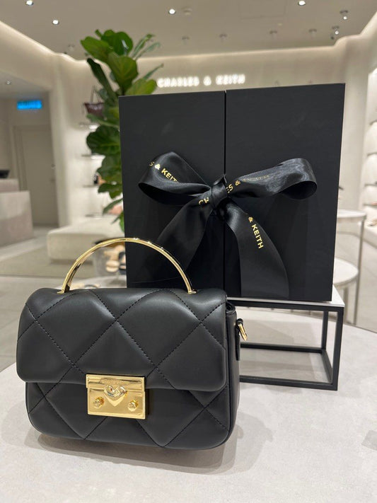 CHARLES & KEITH BOXY QUILTED TOP HANDLE BAG