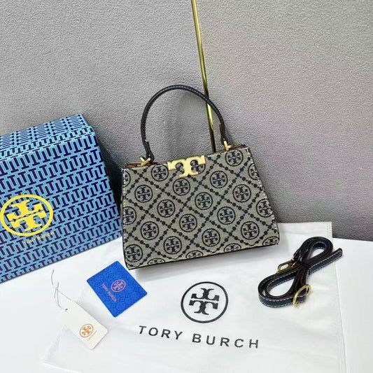 TORY BURCH ELANOR SPAZZOLATO SMALL CANVAS BAG