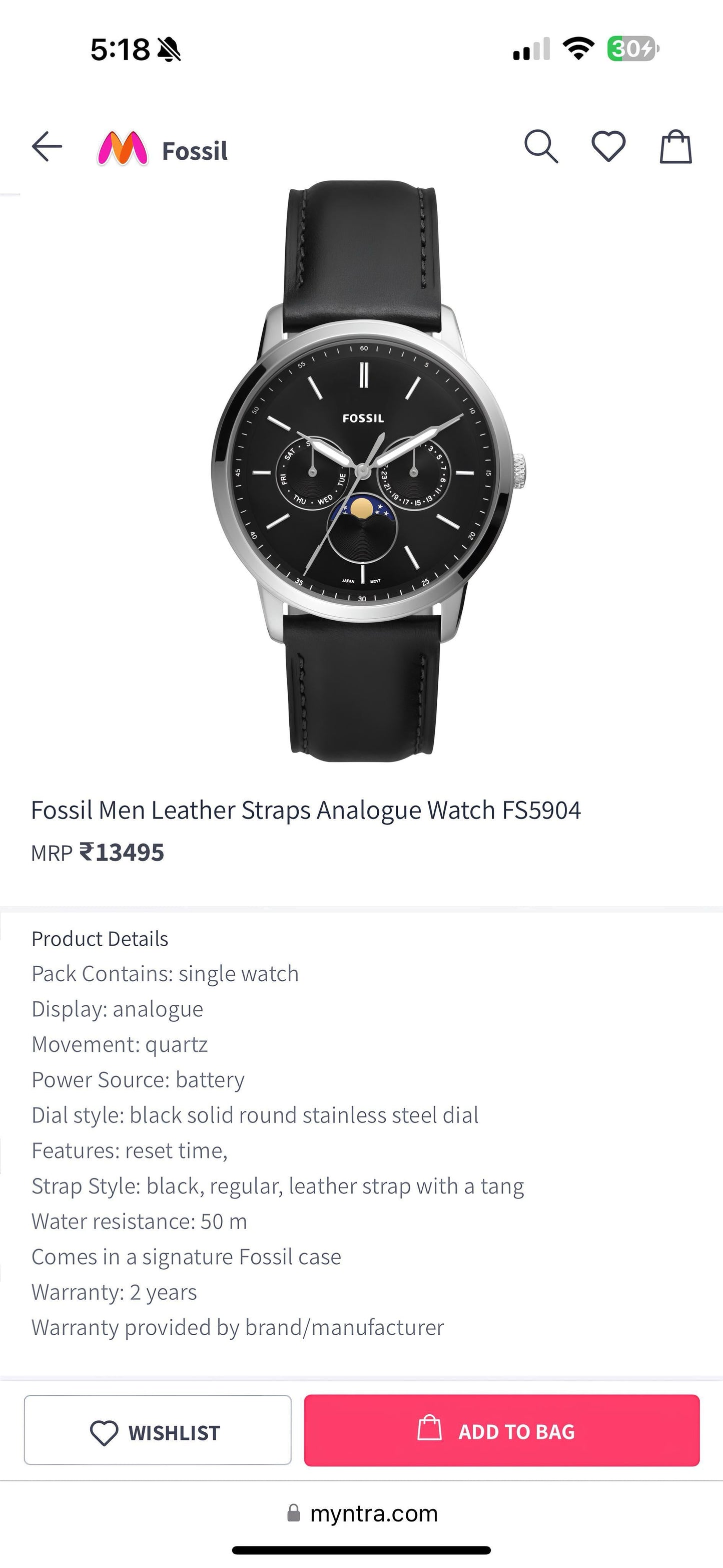 Fossil Neutra Black