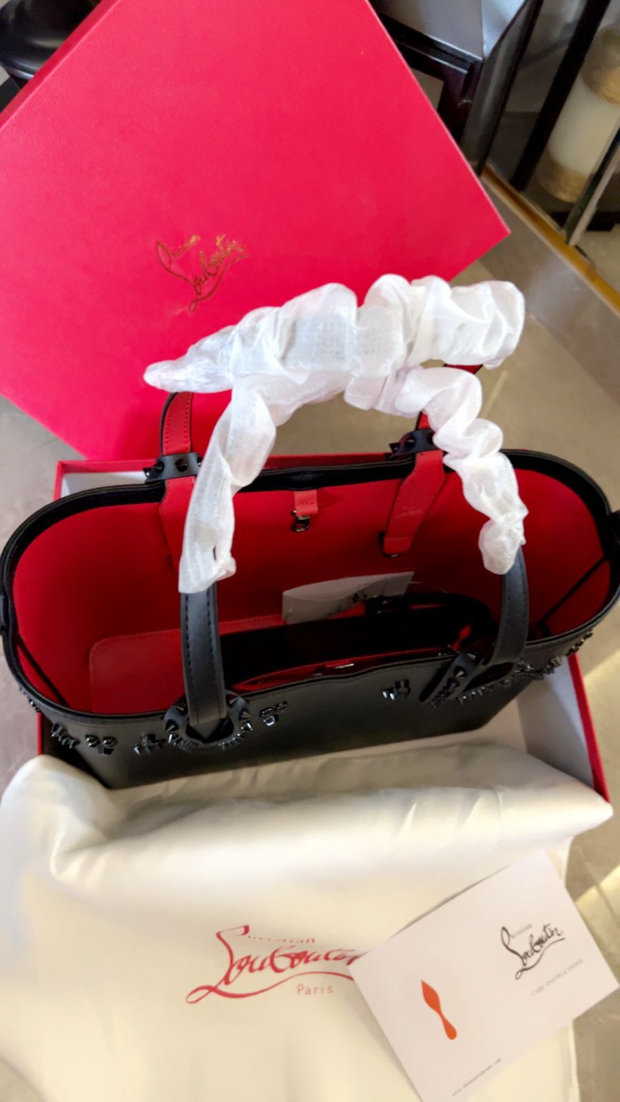 CHRISTIAN LOUBOUTIN CABATA MEDIUM SIZE GENUINE LEATHER TOTE BAG