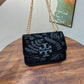 TORY BURCH ELANOR VELVET EMBELLISHED CONVERTIBLE CHAIN SHOULDER BAG