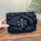 TORY BURCH ELANOR VELVET EMBELLISHED CONVERTIBLE CHAIN SHOULDER BAG