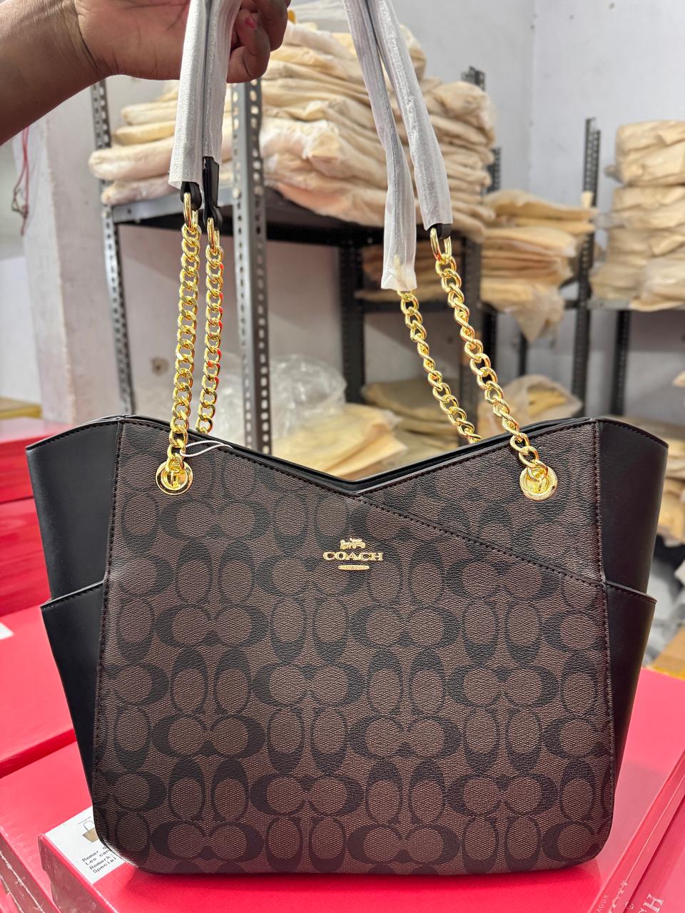 COACH X CHAIN SHOULDER TOTE BAG