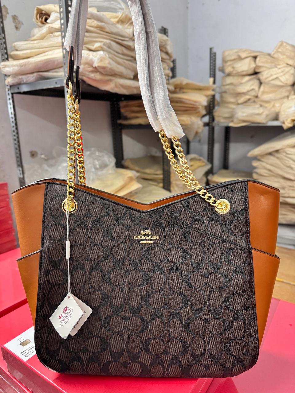 COACH X CHAIN SHOULDER TOTE BAG