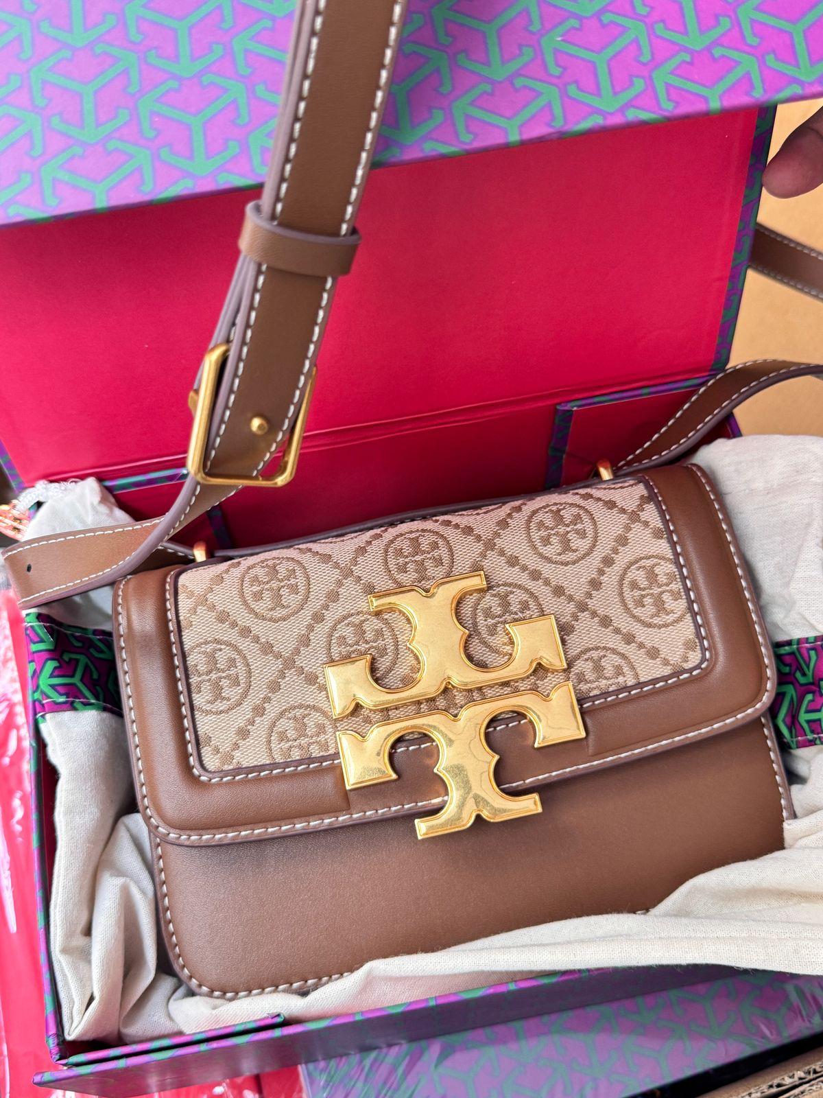 TB ELANOR CONVERTIBLE JACQUARD SHOULDER BAG