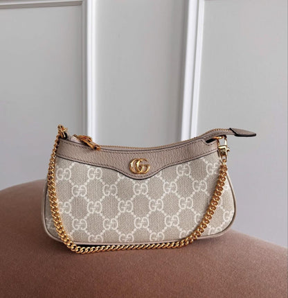 GUCCI GG OPHIDIA SUPREME MINI CANVAS LEATHER SHOULDER BAG