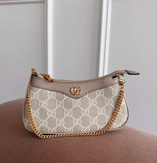 GUCCI GG OPHIDIA SUPREME MINI CANVAS LEATHER SHOULDER BAG