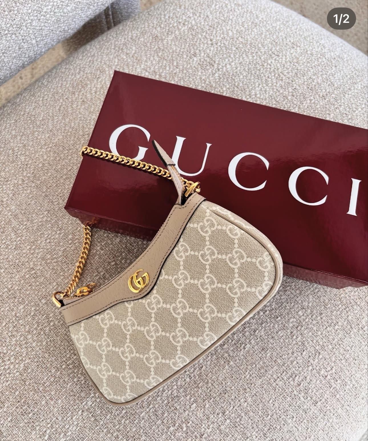 GUCCI GG OPHIDIA SUPREME MINI CANVAS LEATHER SHOULDER BAG