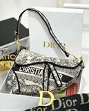 Dior Saddle Blue Toile de Jouy Embroidery With OG Box & Dust Bag (Black Tiger)