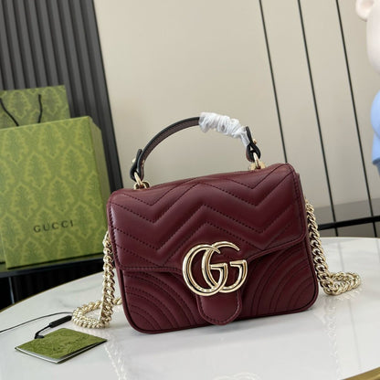 Gucci Marmont Wine Small Top Handle Bag