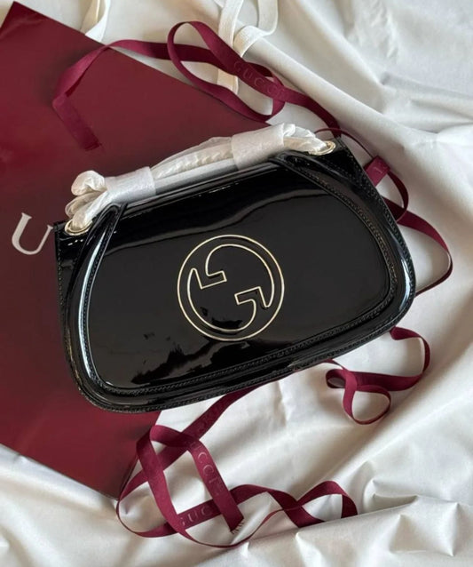 GUCCI BLONDIE PATENT SHOULDER BAGS IN TWO SIZES
