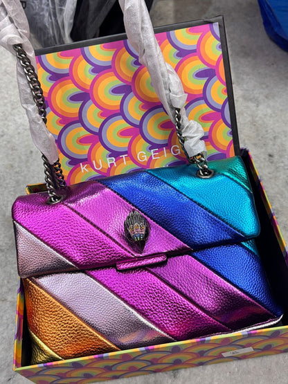 KURT GEIGER LONDON KENSINGTON STRIPED SHOULDER BAG