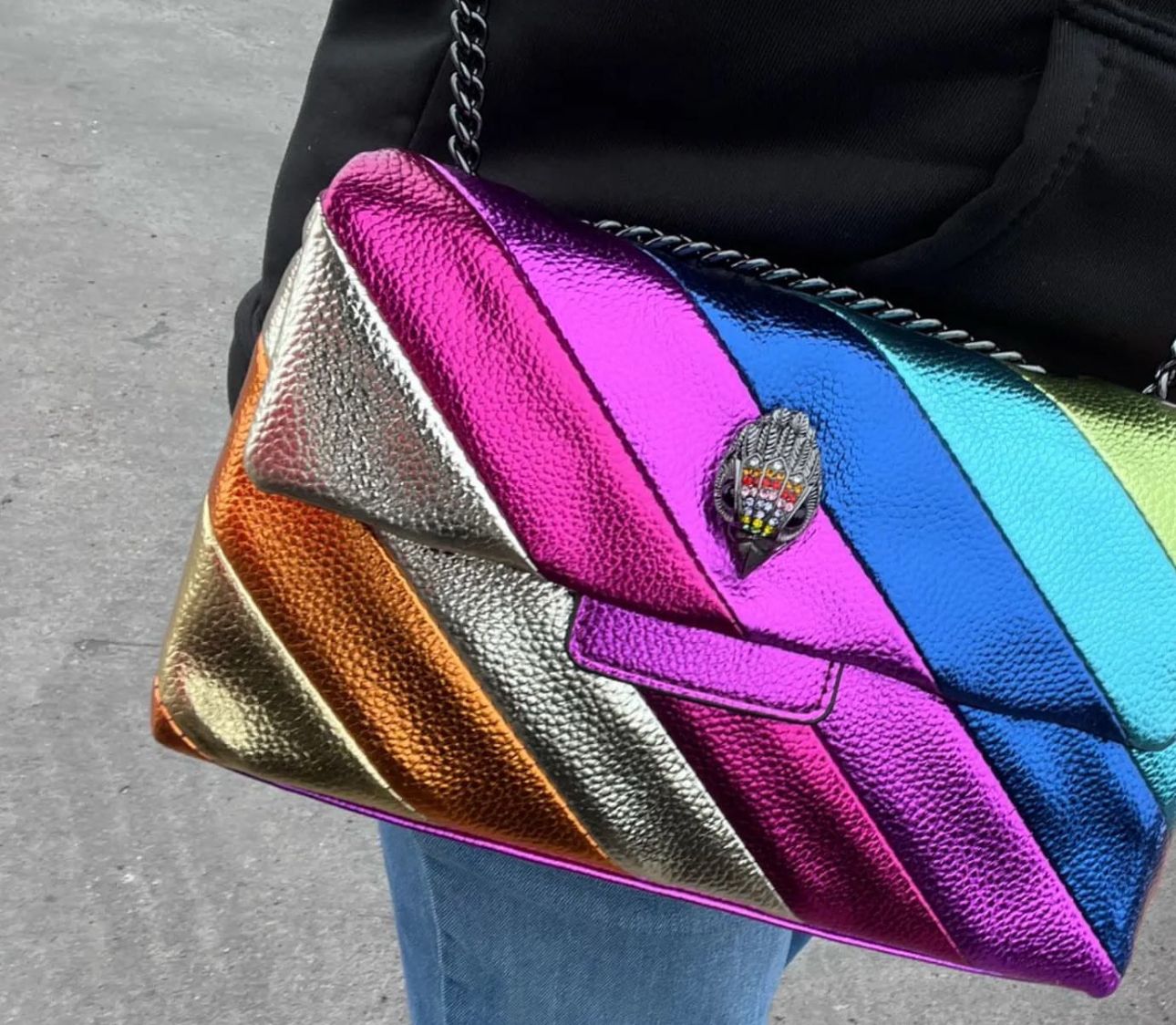 KURT GEIGER LONDON KENSINGTON STRIPED SHOULDER BAG