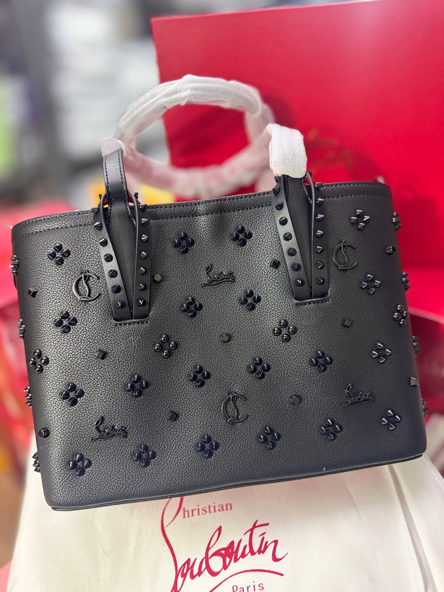 Christian Louboutin CABATA Medium Size Genuine Leather Tote Bag