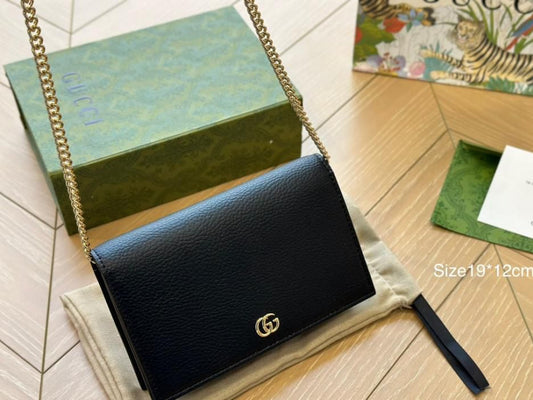 GUCCI MARMONT CHAIN LEATHER SLING BAG
