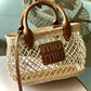 MIU MIU CHROCHET WOVEN BASKET HANDBAG
