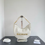 BALMAIN EMBOSSED MOON HOBO CHAIN SHOULDER BAG