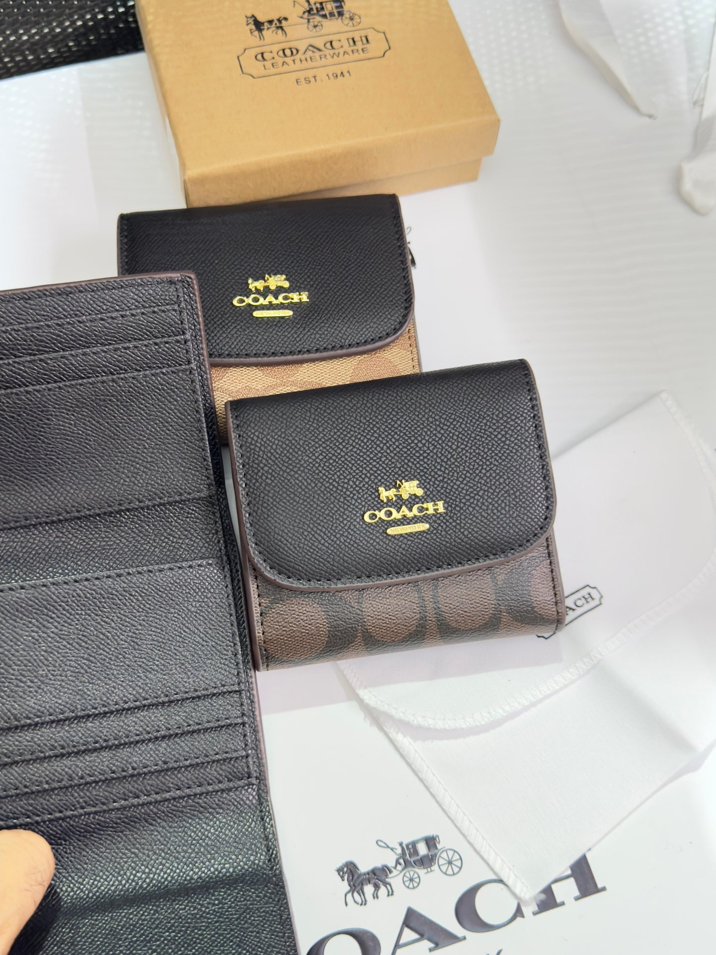COACH THREE FOLD HIGH QUALITY MICROFIBRE LEATHER WALLETS